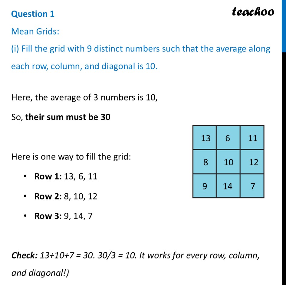 [Mean Grids] (i) Fill the grid with 9 distinct numbers such that the - Figure it out - Page 127-132