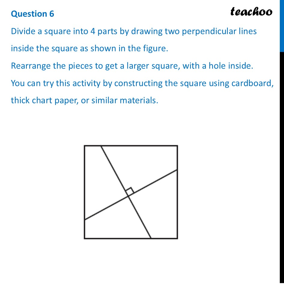 Divide a square into 4 parts by drawing two perpendicular lines inside - Figure it out - Page 150-152