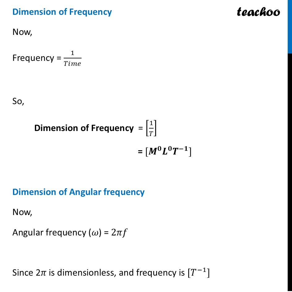 part 14 - Dimensions of Physical Quantities - Concepts - Chapter 1 - Units and Measurement - Physics Class 11