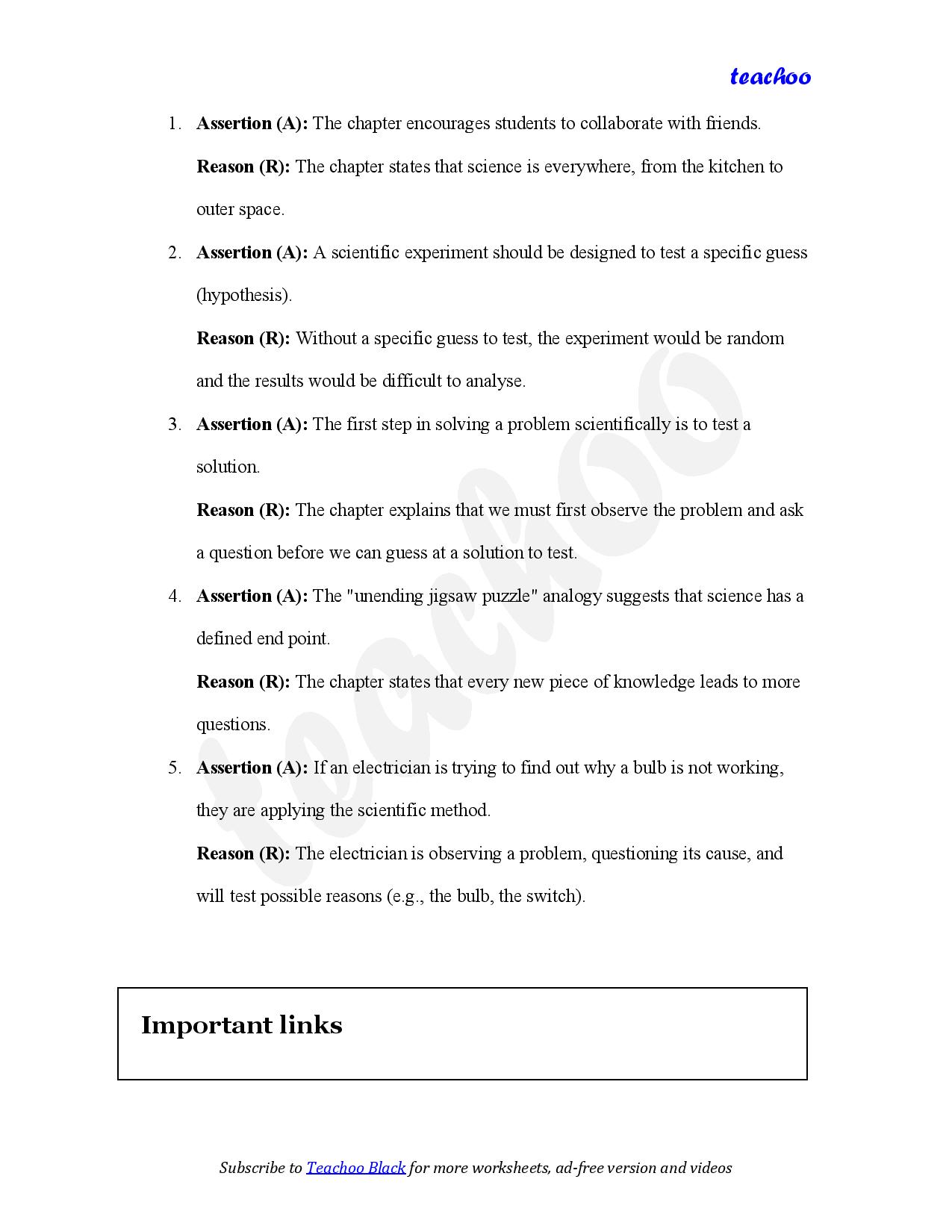 part 2 - Assertion Reasoning - Worksheet 2 - Teachoo Questions - Assertion Reasoning - Chapter 1 Class 6 - The Wonderful World of Science (Curiosity) - Class 6