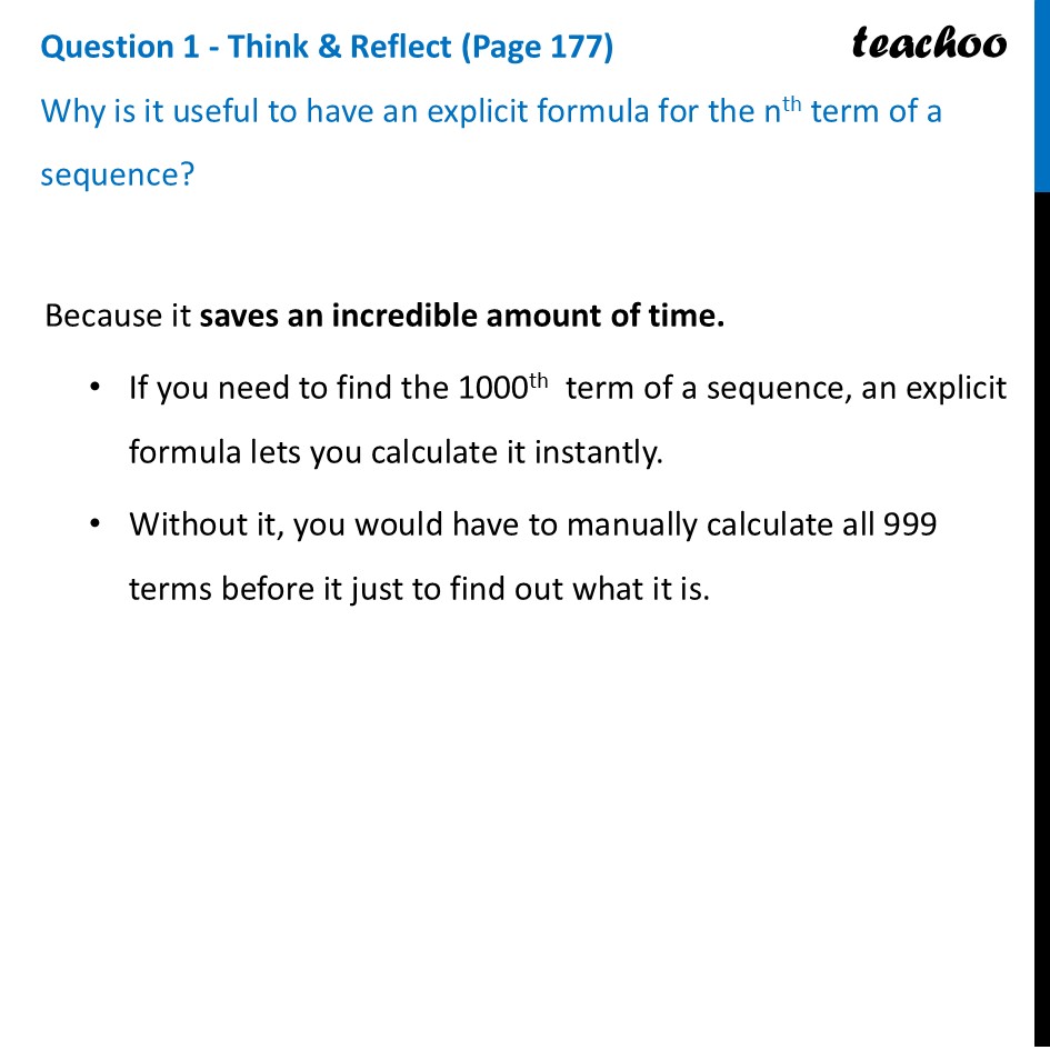 Why is it useful to have an explicit formula for the nth term of a - Explicit Rule for a Sequence