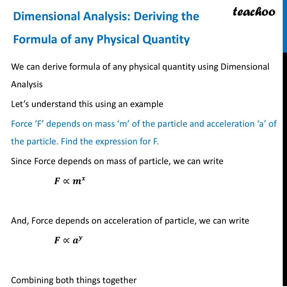 Dimensional Analysis: Deriving the Formula of any Physical Quantity - Concepts