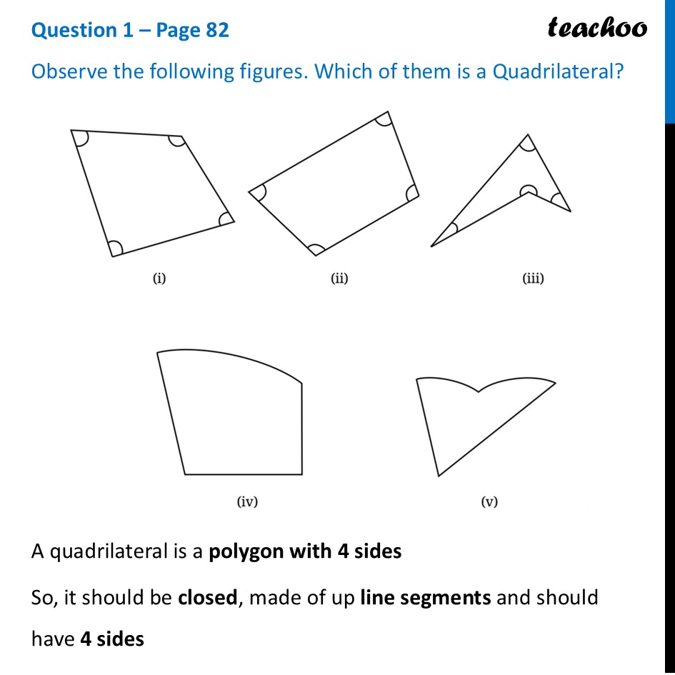 Observe the following figures. Which of them is a Quadrilateral? - Definitions