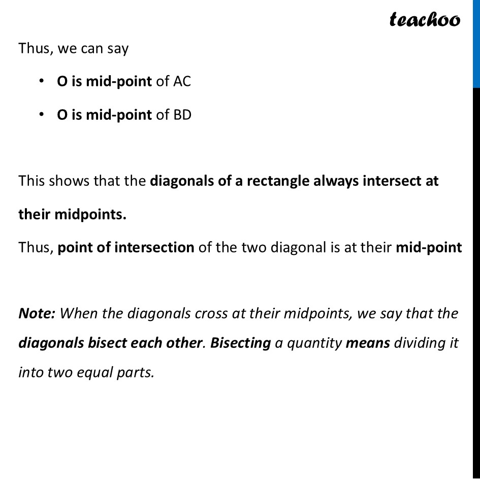 part 4 - Deduction 2 - What is the point of intersection of the two diagonals? - Rectangle - Chapter 4 Class 8 - Quadrilaterals (Ganita Prakash) - Class 8 (Ganita Prakash & Old NCERT)