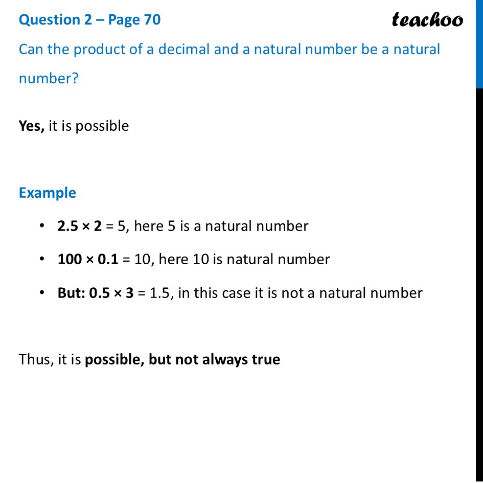 Can the product of a decimal and a natural number be a natural number? - Decimal Multiplication