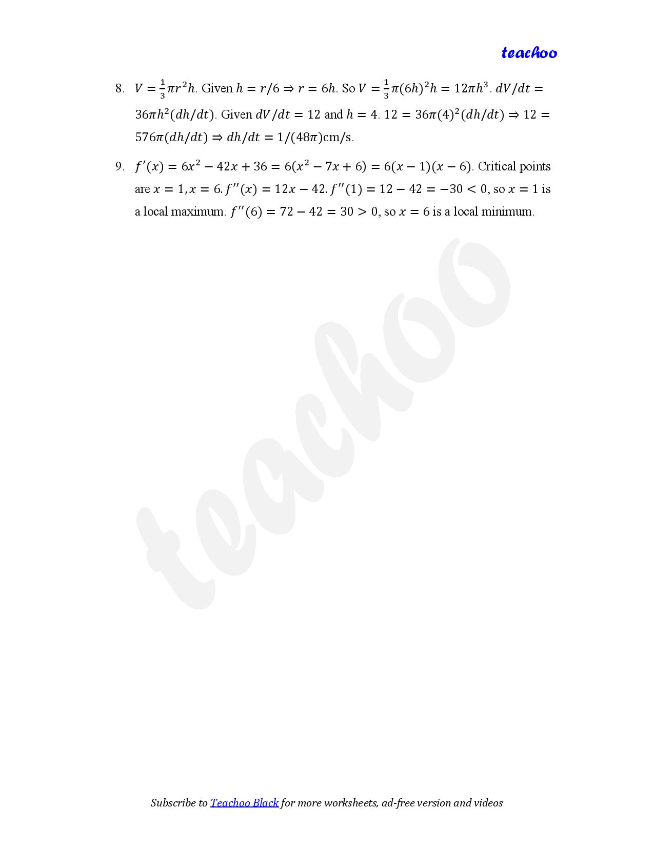 part 5 - Mix Questions - Worksheet 2 - Teachoo Questions - Mix - Serial order wise - Chapter 6 Class 12 Application of Derivatives