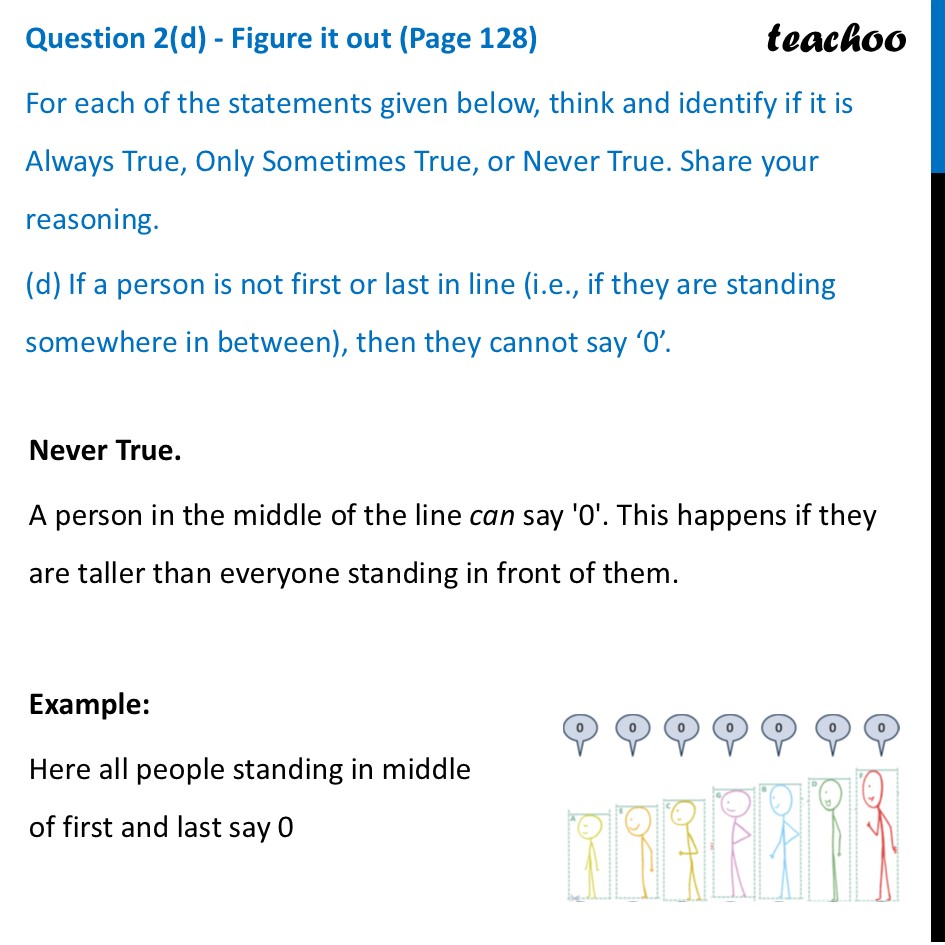 [Class 7] For each of the statements - (d) If a person is not first - Numbers can Tell us Things, Supercells
