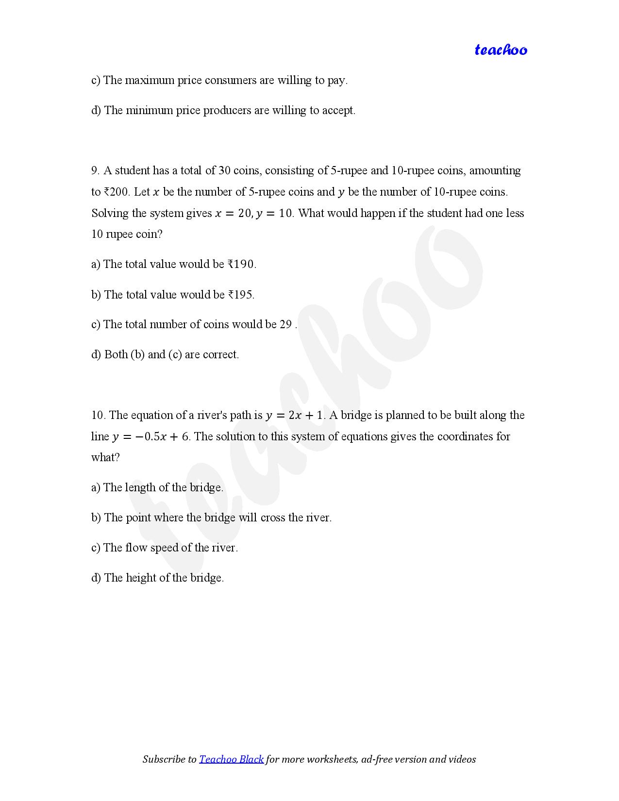 part 5 - MCQ - Worksheet 2 - Teachoo Questions - MCQs - Serial order wise - Chapter 3 Class 10 Pair of Linear Equations in Two Variables