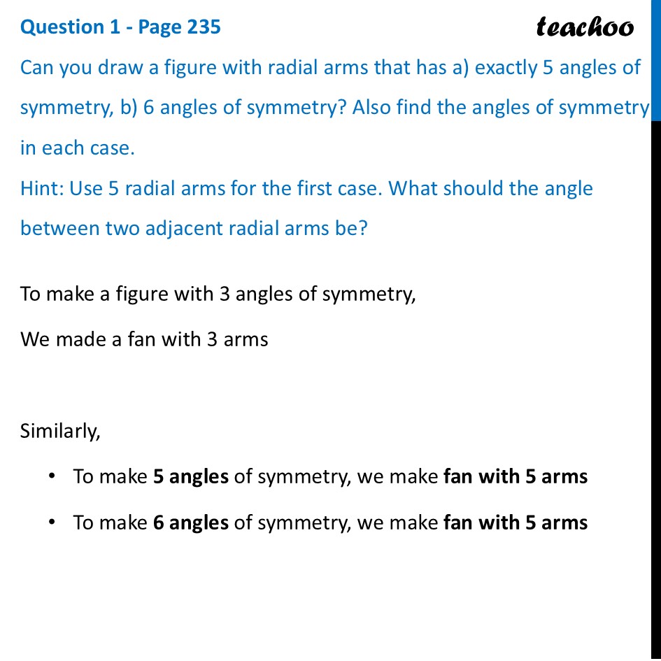 Can you draw a figure with radial arms that has a) exactly 5 angles - Rotational Symmetry