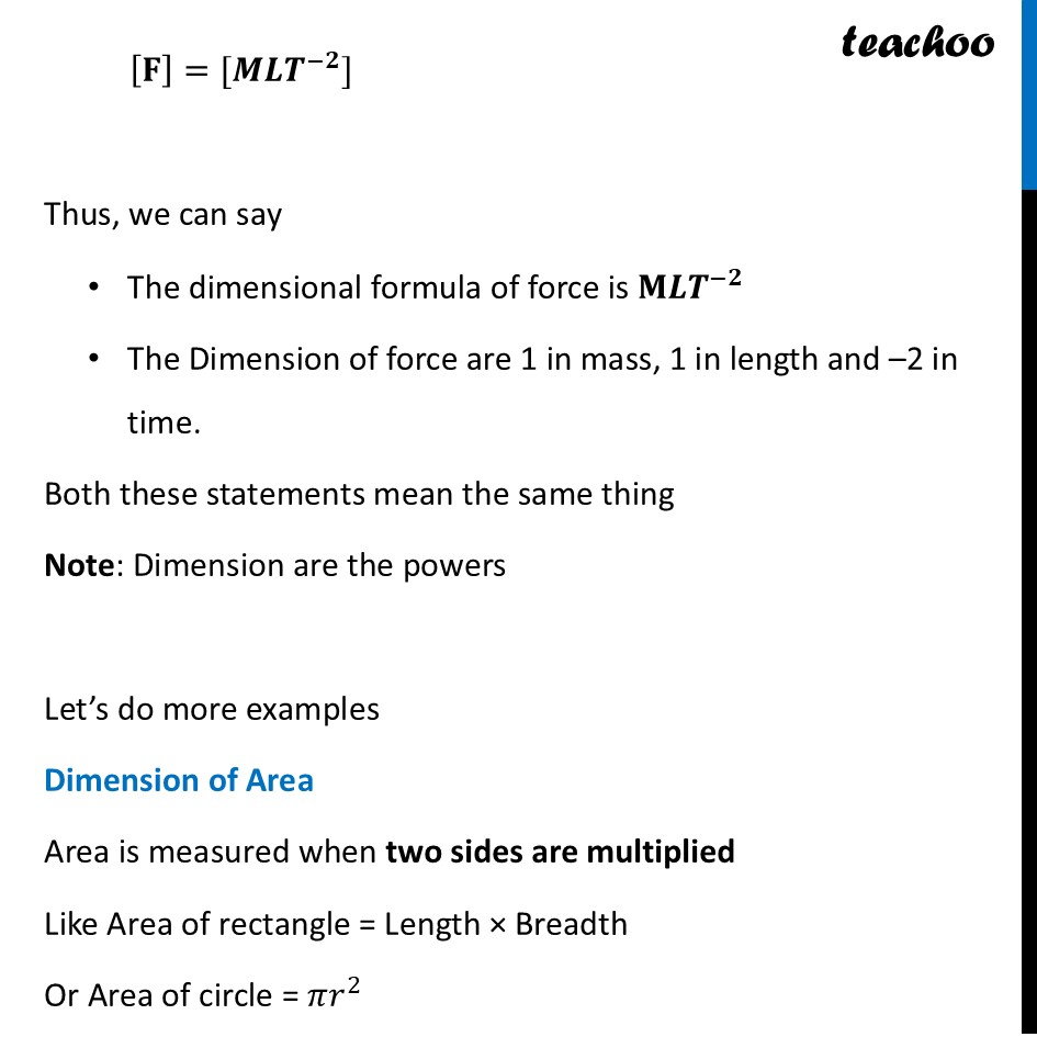 part 5 - Dimensions of Physical Quantities - Concepts - Chapter 1 - Units and Measurement - Physics Class 11