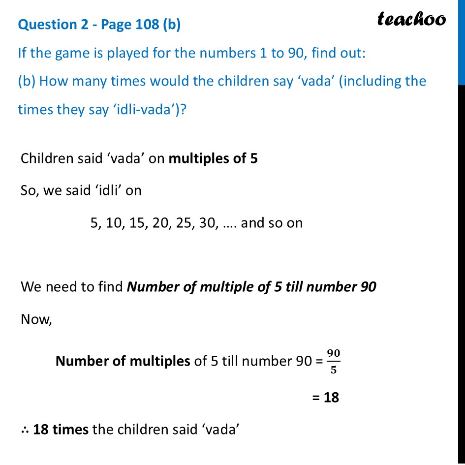 part 2 - Question 2 - Page 108 - Idli Vada Game - Chapter 5 Class 6 - Prime Time (Ganita Prakash) - Class 6 (Ganit Prakash)