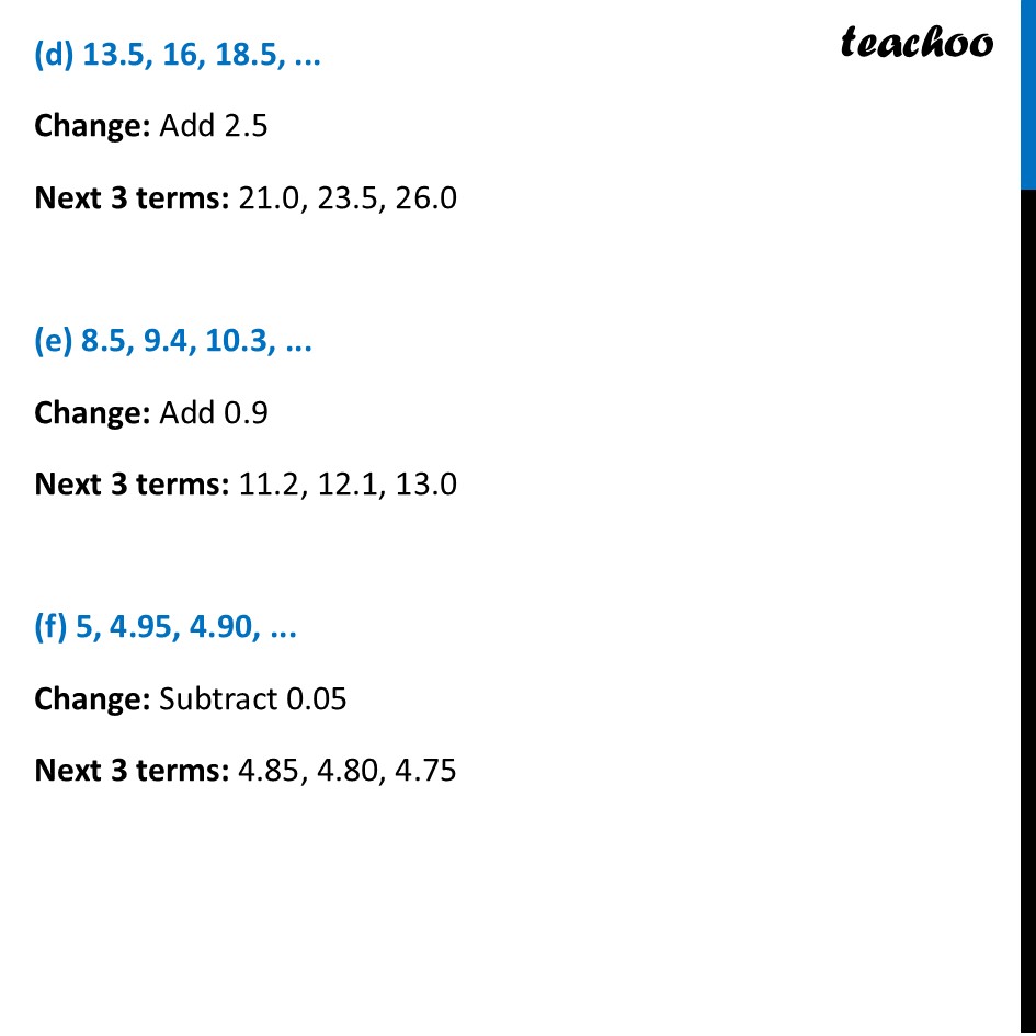 part 3 - Question 1 - Page 76 - Decimal Sequences - Chapter 3 Class 7 - A peek beyond the Point (Ganita Prakash) - Class 7 (Ganita Prakash & Old NCERT)