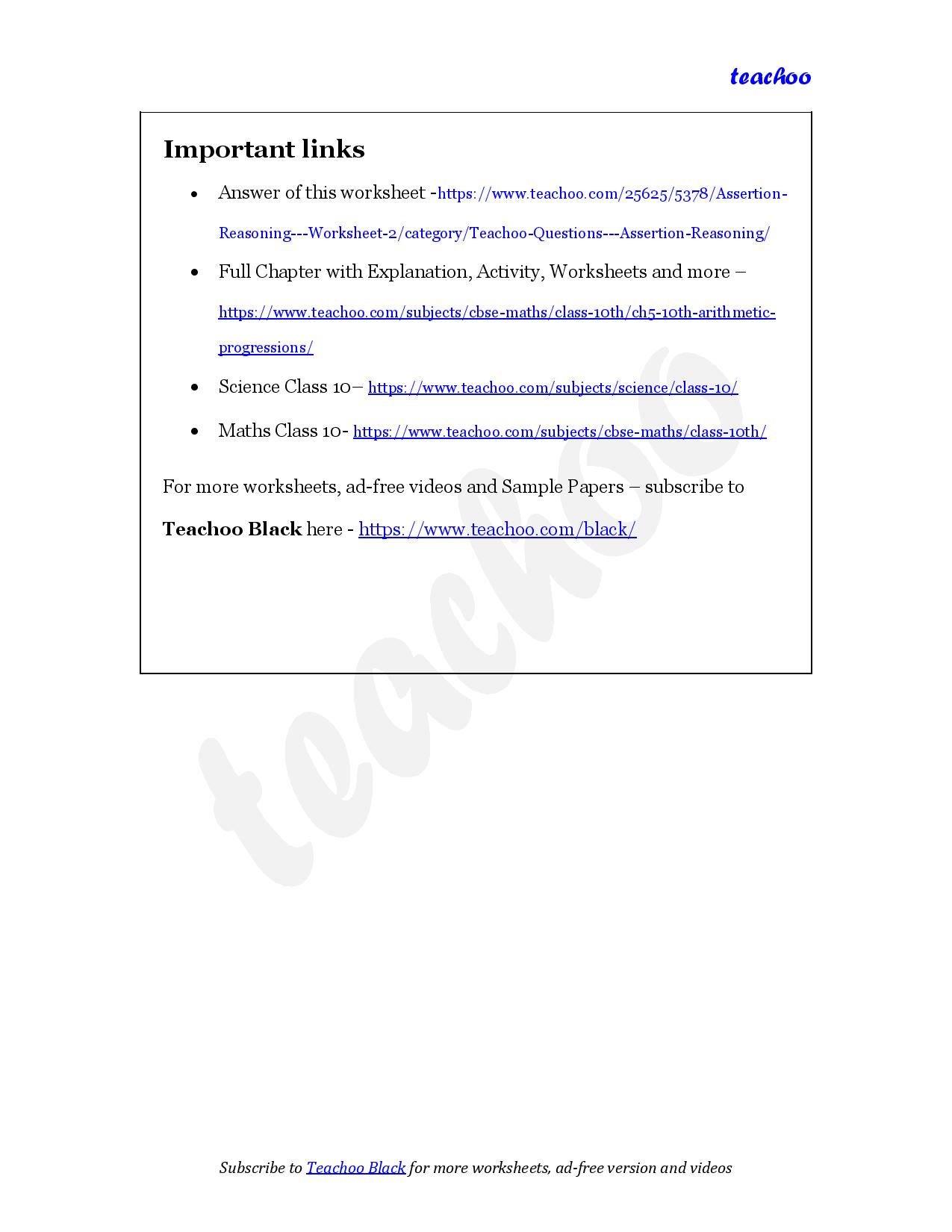 part 3 - Assertion Reasoning - Worksheet 2 - Teachoo Questions - Assertion Reasoning - Serial order wise - Chapter 5 Class 10 Arithmetic Progressions