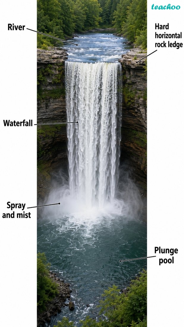 Fig. 2.10 — Waterfall shown clearly as a river dropping vertically over a rock edge.
