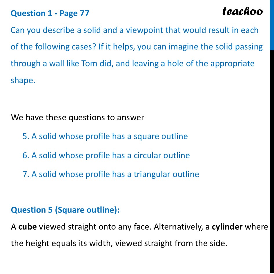 Can you describe a solid and a viewpoint that would result in each of - Imagining Solids