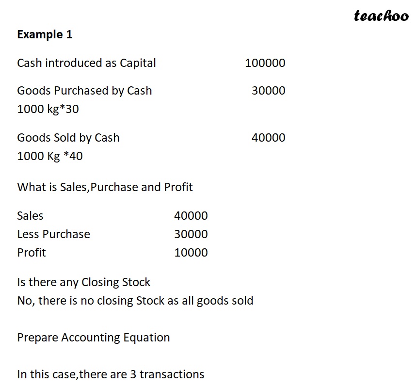 part 3 - Accounting Equation for Purchases, Sales, and Stock - Chapter 5 - Accounting Equation - Class 11 - Accountancy
