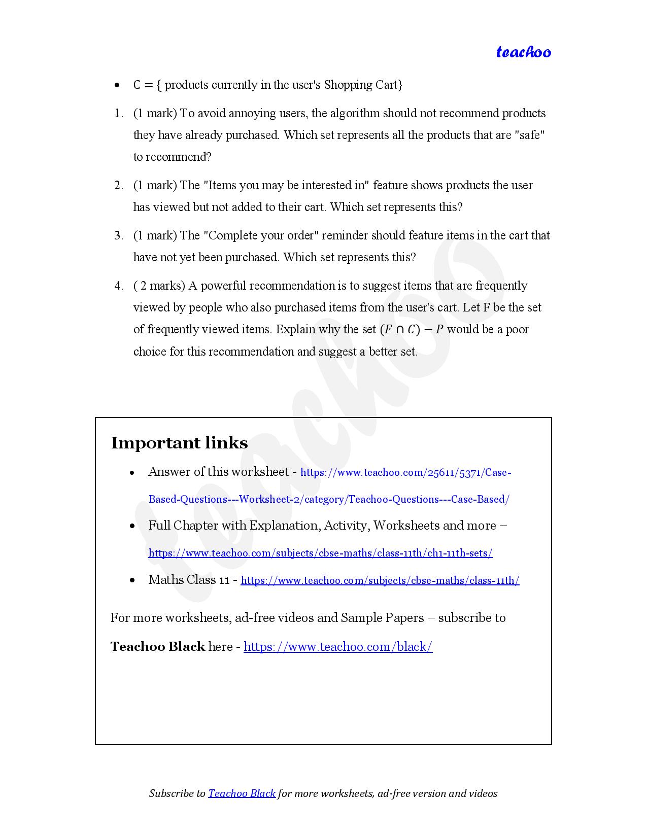 part 4 - Case Based Questions - Worksheet 2 - Teachoo Questions - Case Based - Serial order wise - Chapter 1 Class 11 Sets