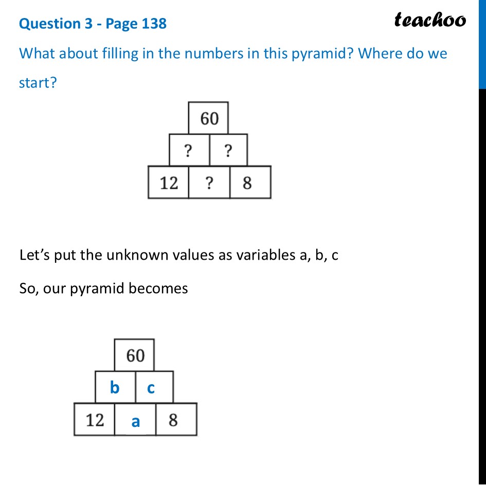 What about filling in the numbers in this pyramid? Where do we start? - Number Pyramids