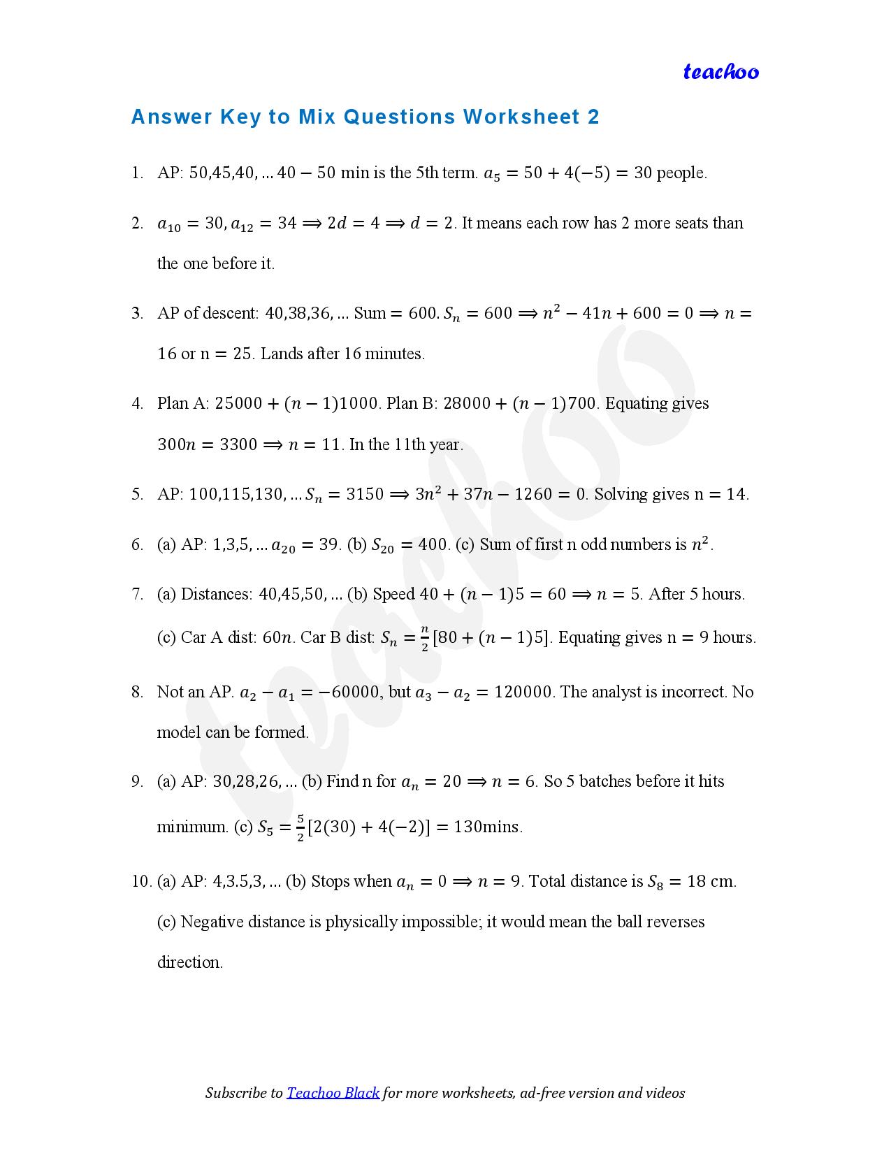 part 5 - Mix Questions - Worksheet 2 - Teachoo Questions - Mix - Serial order wise - Chapter 5 Class 10 Arithmetic Progressions