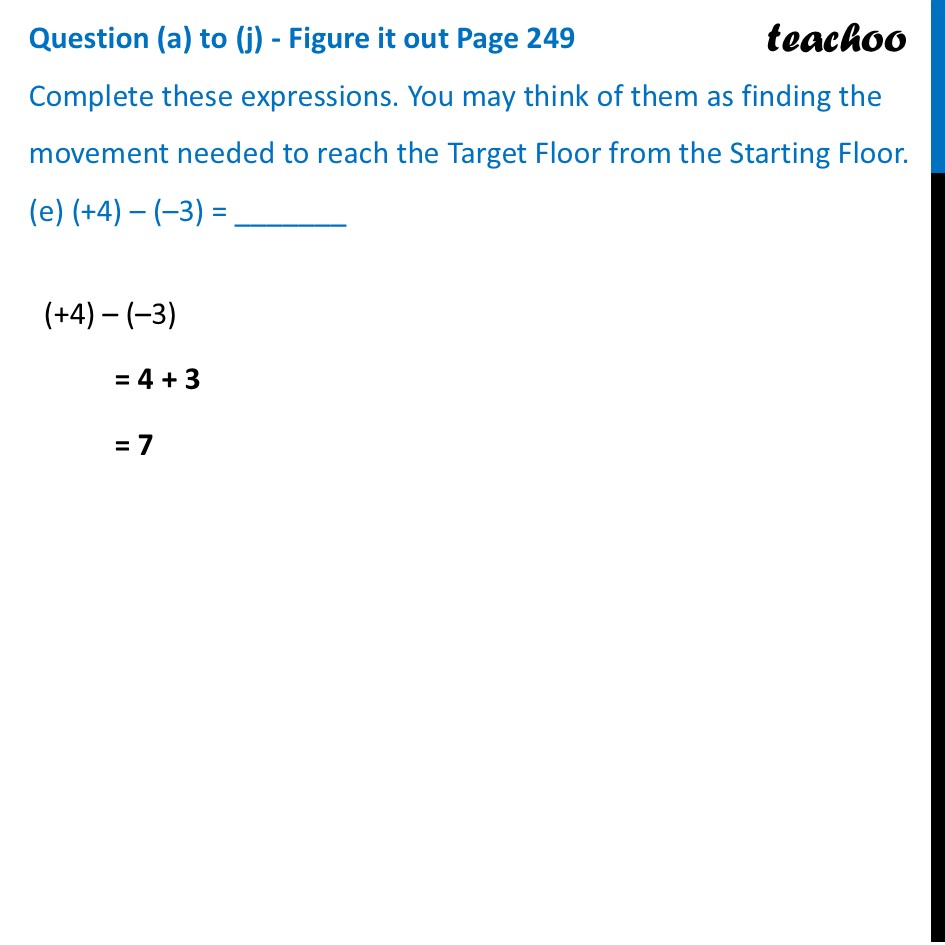 part 5 - Question (a) to (j) - Figure it out Page 249 - Subtraction of Integers - Chapter 10 Class 6 - The other side of Zero (Ganita Prakash) - Class 6 (Ganita Prakash & Old NCERT)