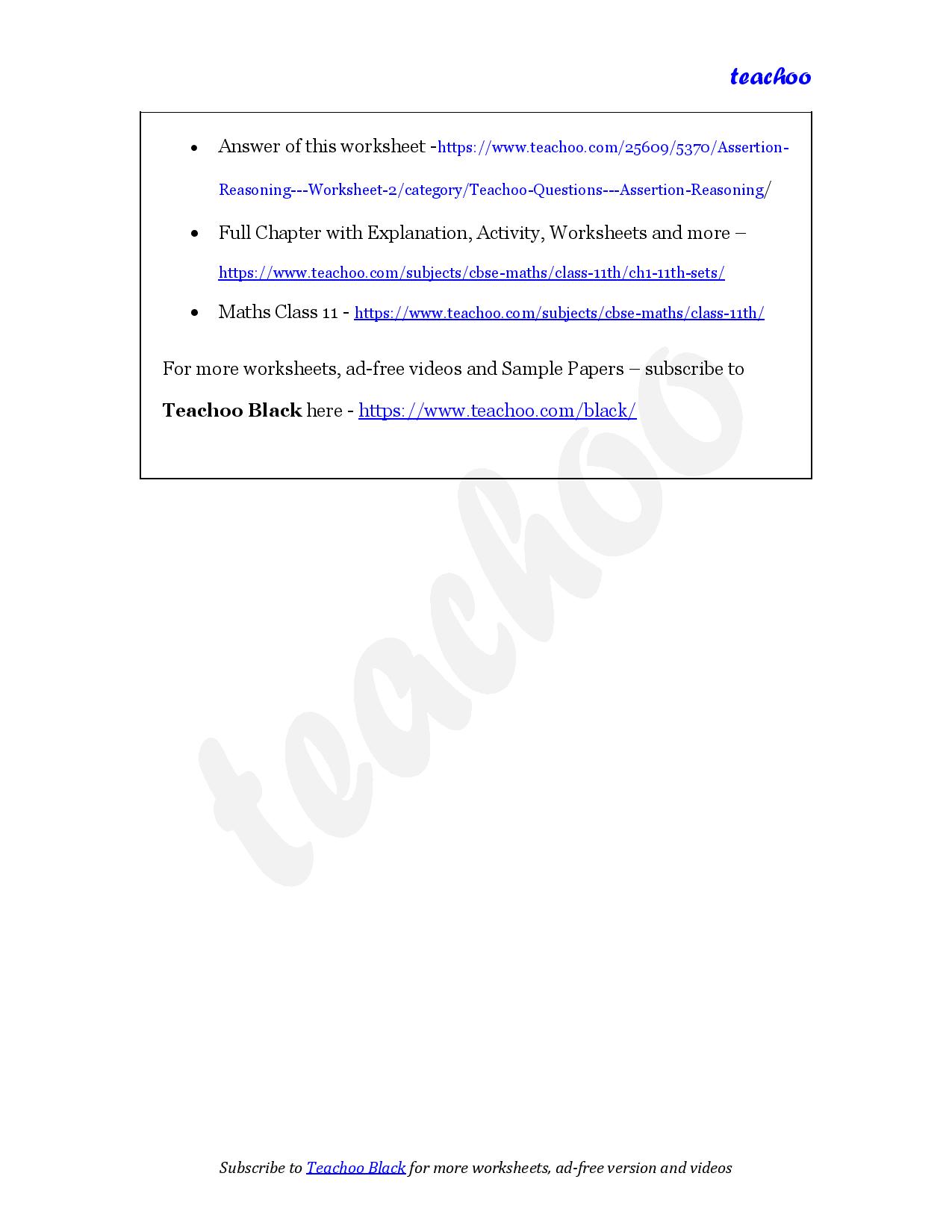 part 3 - Assertion Reasoning - Worksheet 2 - Teachoo Questions - Assertion Reasoning - Serial order wise - Chapter 1 Class 11 Sets