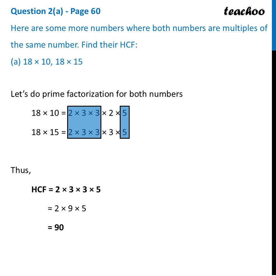 Here are some more numbers where both numbers are multiples of the - Miscellenaous Questions on HCF, LCM