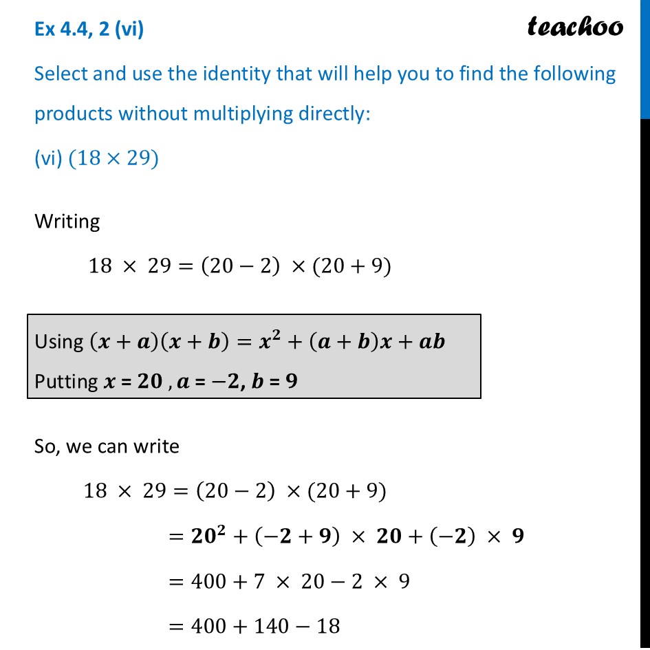 part 10 - Ex 4.4, 2 - Exercise Set 4.4 - Chapter 4 Class 9 - Exploring Algebraic Identities (Ganita Manjari I) - Class 9