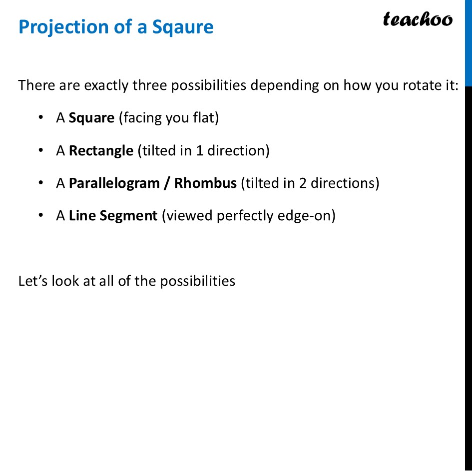 Projection of a Square - in all angles [Chapter 4 Class 8 Ganita] - Projections