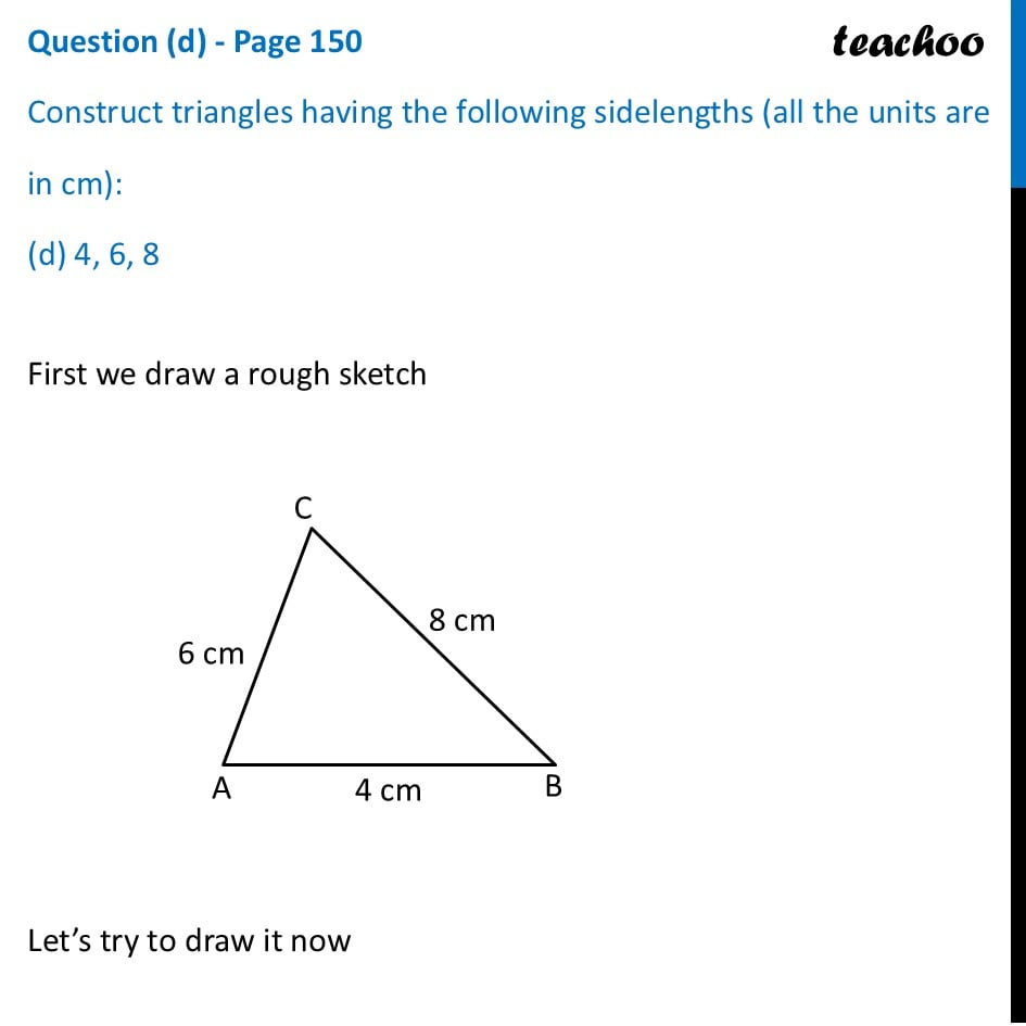 [Ganita Prakash] Construct a Triangle of Sides 4 cm, 6 cm, 8 cm - Constructing a Triangle when its Sides are given