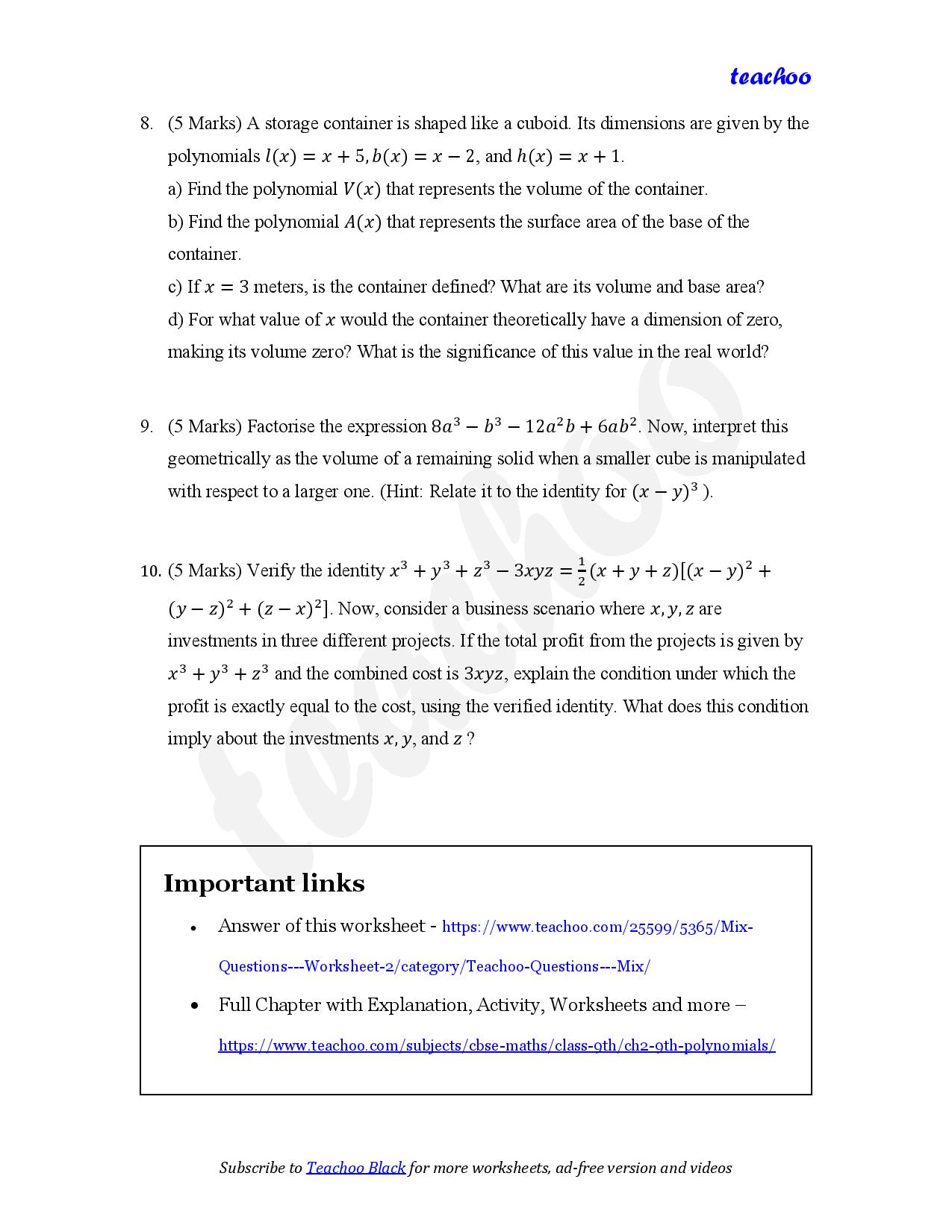 part 3 - Mix Questions - Worksheet 2 - Teachoo Questions - Mix - Serial order wise - Chapter 2 Class 9 Polynomials