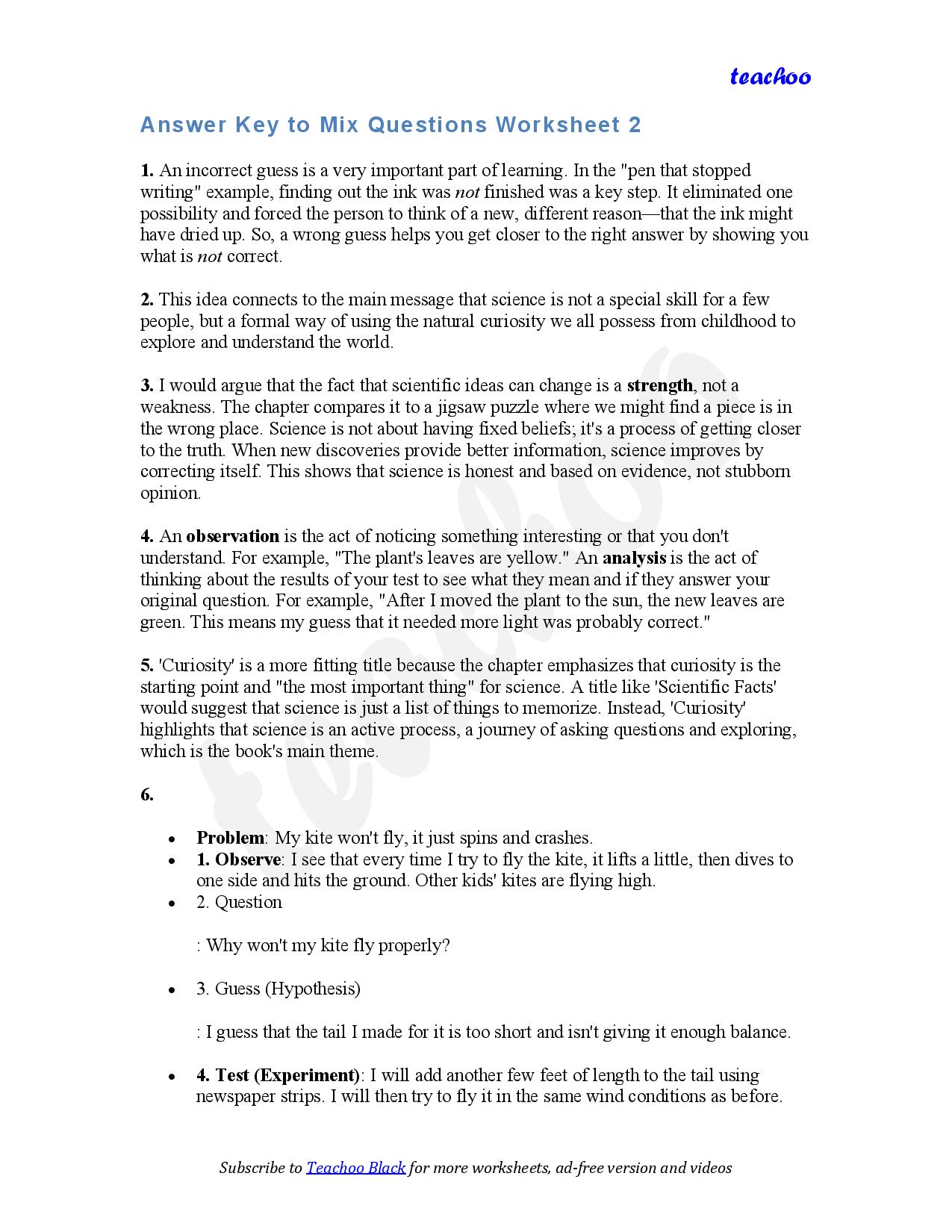 part 4 - Mix Questions - Worksheet 2 - Teachoo Questions - Mix - Chapter 1 Class 6 - The Wonderful World of Science (Curiosity) - Class 6