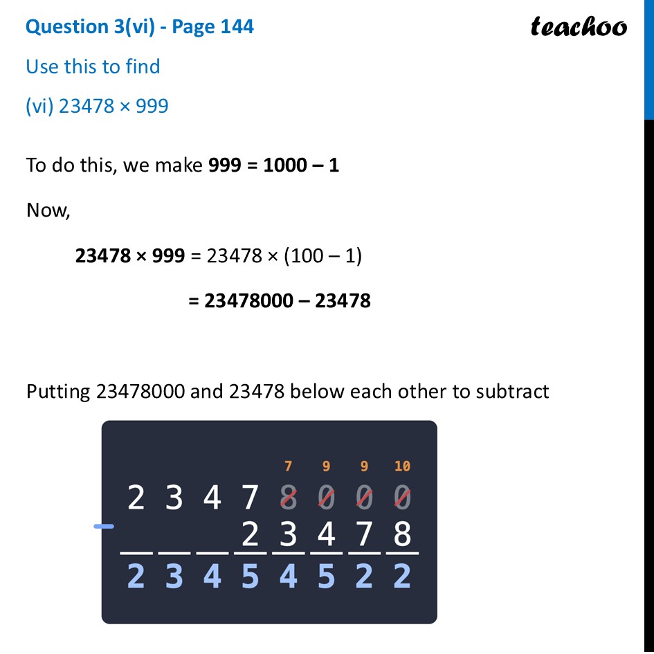 part 9 - Question 3 - Page 144 - Fast Multiplications Using the Distributive Property - Chapter 6 Class 8 - We Distribute yet things Multiply (Ganita Prakash) - Class 8 (Ganita Prakash - 1, 2 & Old NCERT)