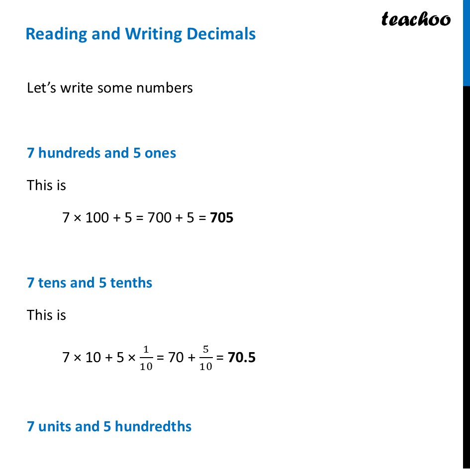 Reading and Writing Decimals - with 5+ examples - Teachoo - Reading and Writing Decimals