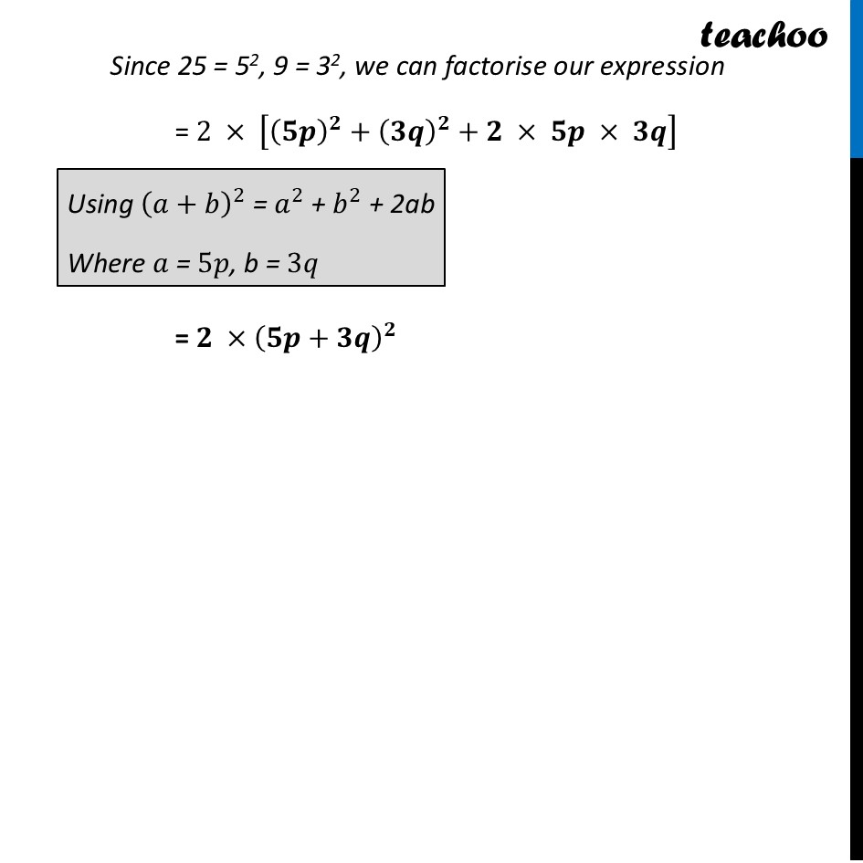 part 2 - Example 7 - Factorisation of Algebraic Expressions Using Identities - Chapter 4 Class 9 - Exploring Algebraic Identities (Ganita Manjari I) - Class 9