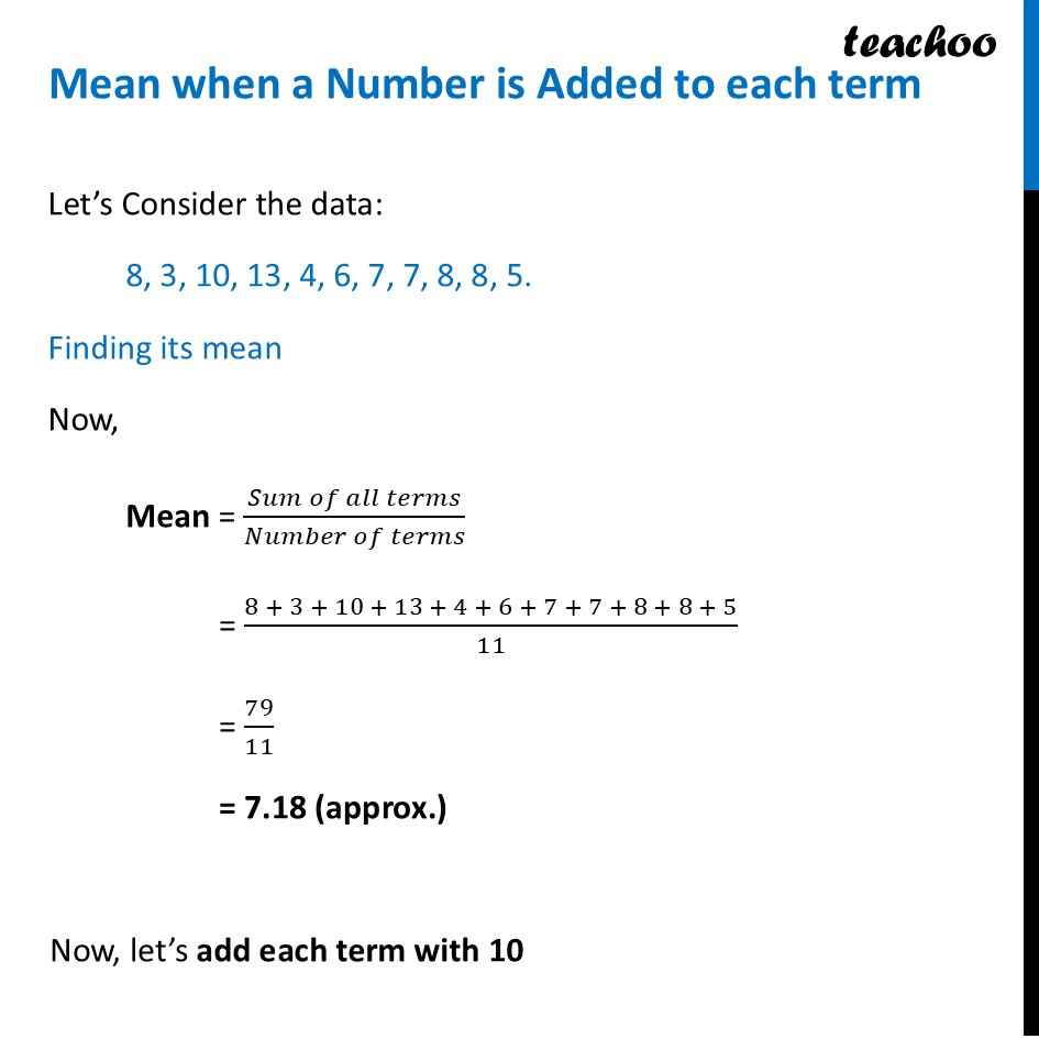 Mean when a Number is Added to each term [Class 8 Ganita Prakash II] - Tinkering with Mean
