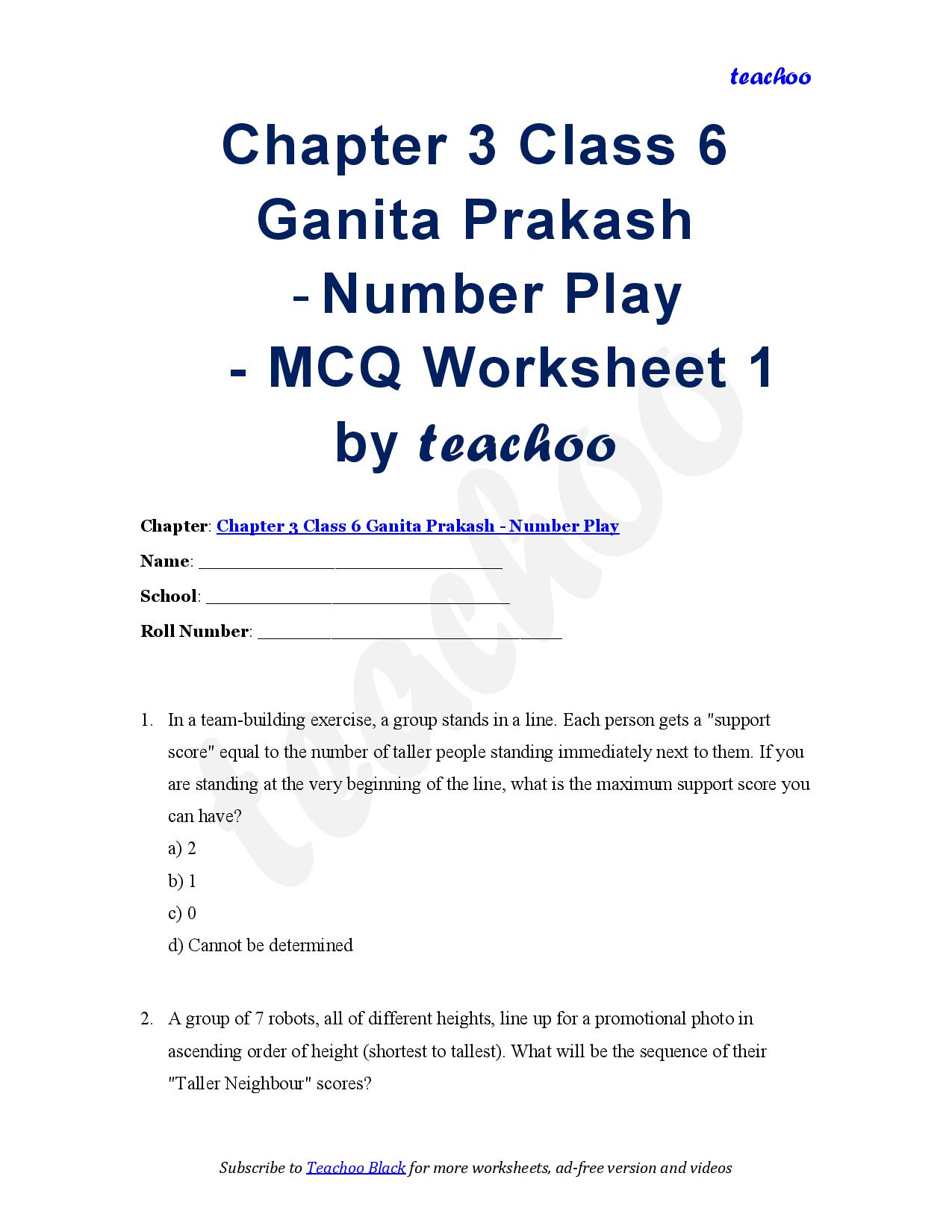 Number Play (Ganita Prakash) MCQs – Download PDF Worksheet for Class 6 - Teachoo Questions - MCQs