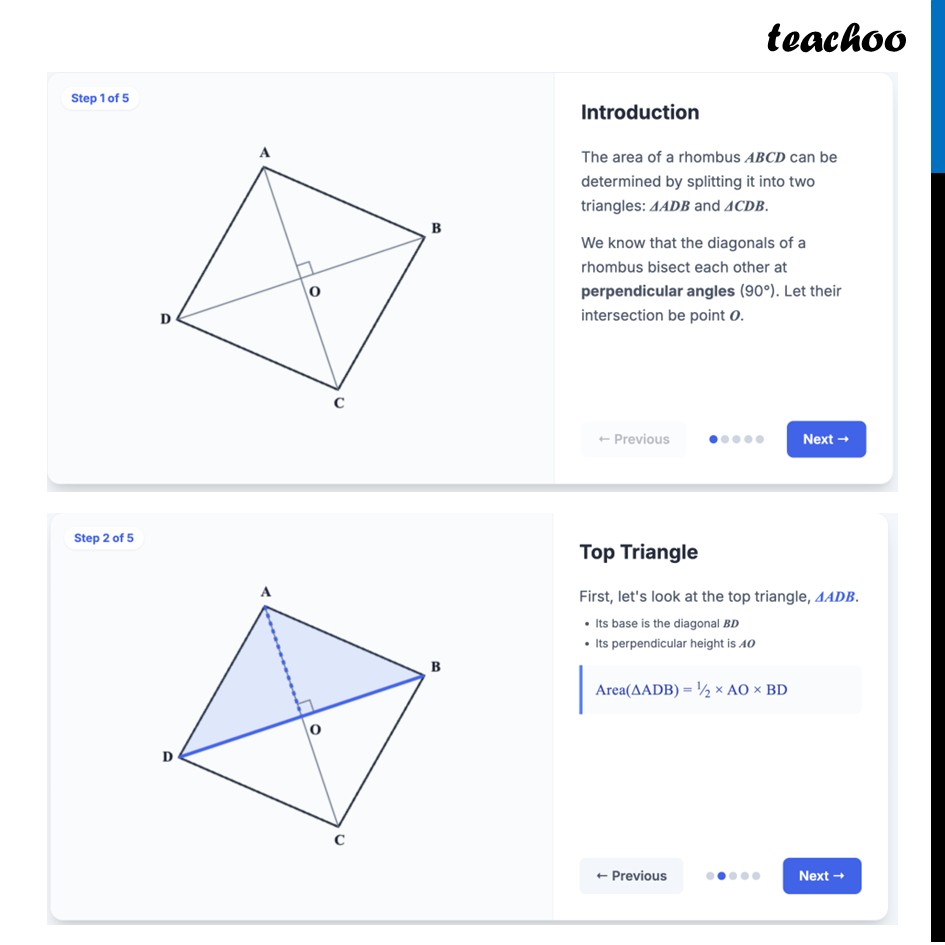 part 2 - Area of Rhombus Formula – using Two Triangles - Area of Rhombus - Chapter 7 Class 8 - Area (Ganita Prakash II) - Class 8 (Ganita Prakash - 1, 2 & Old NCERT)