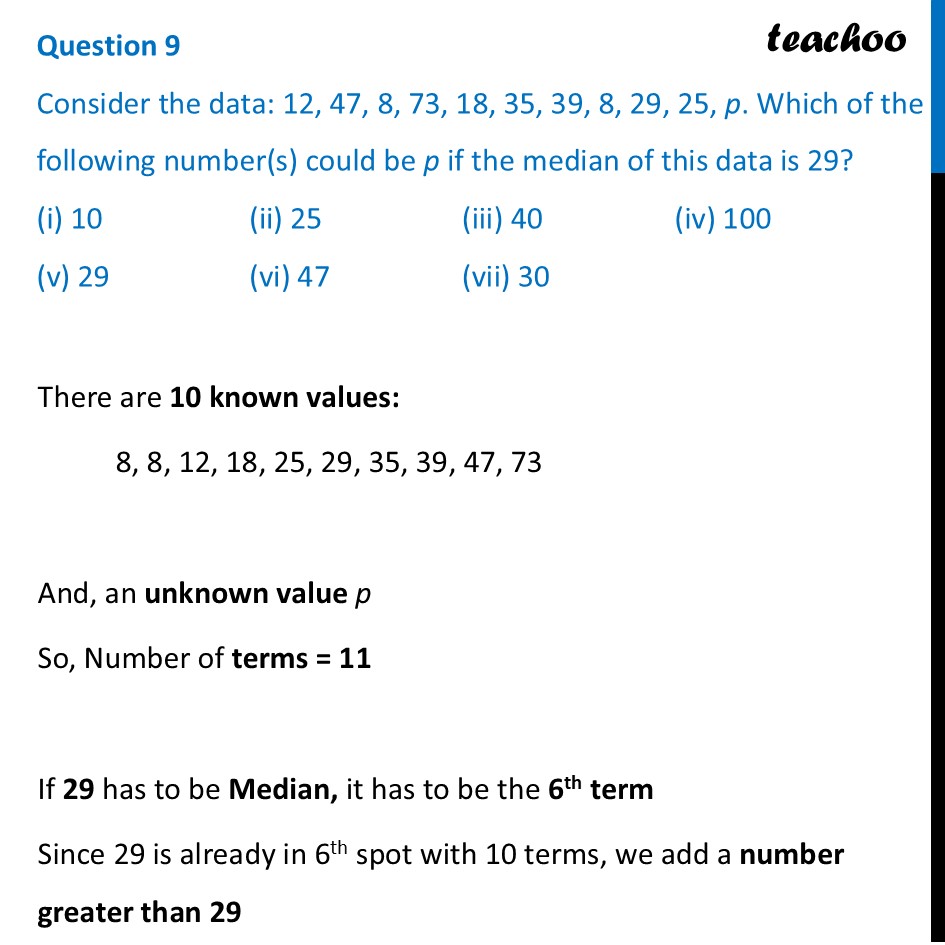 [Class 8] Consider the data: 12, 47, 8, 73, 18, 35, 39, 8, 29, 25, p. - Figure it out - Page 113-116
