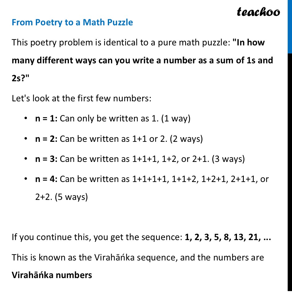 part 2 - Discovery of the Virahāṅka Numbers - Virahāṅka Fibonacci Numbers - Chapter 6 Class 7 - Number Play - Ganita Prakash - Class 7 (Ganita Prakash 1, 2 & old NCERT)