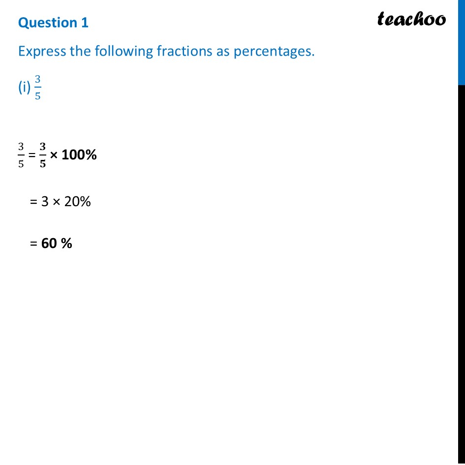 [Class 8 Maths] Express the following fractions as percentages (i) 3/5 - Figure it out - Page 3, 4