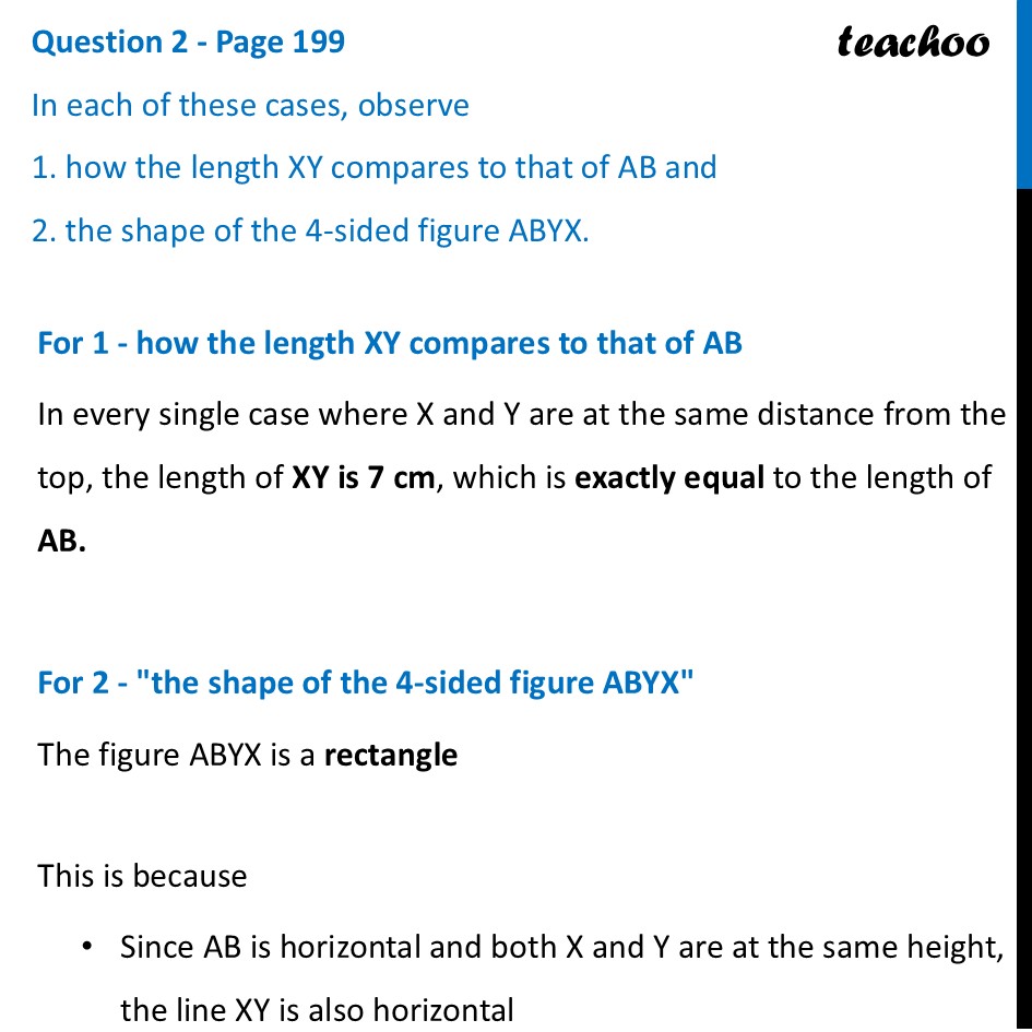 In each of these cases, observe (1) how the length XY compares to that - An Exploration in Rectangles
