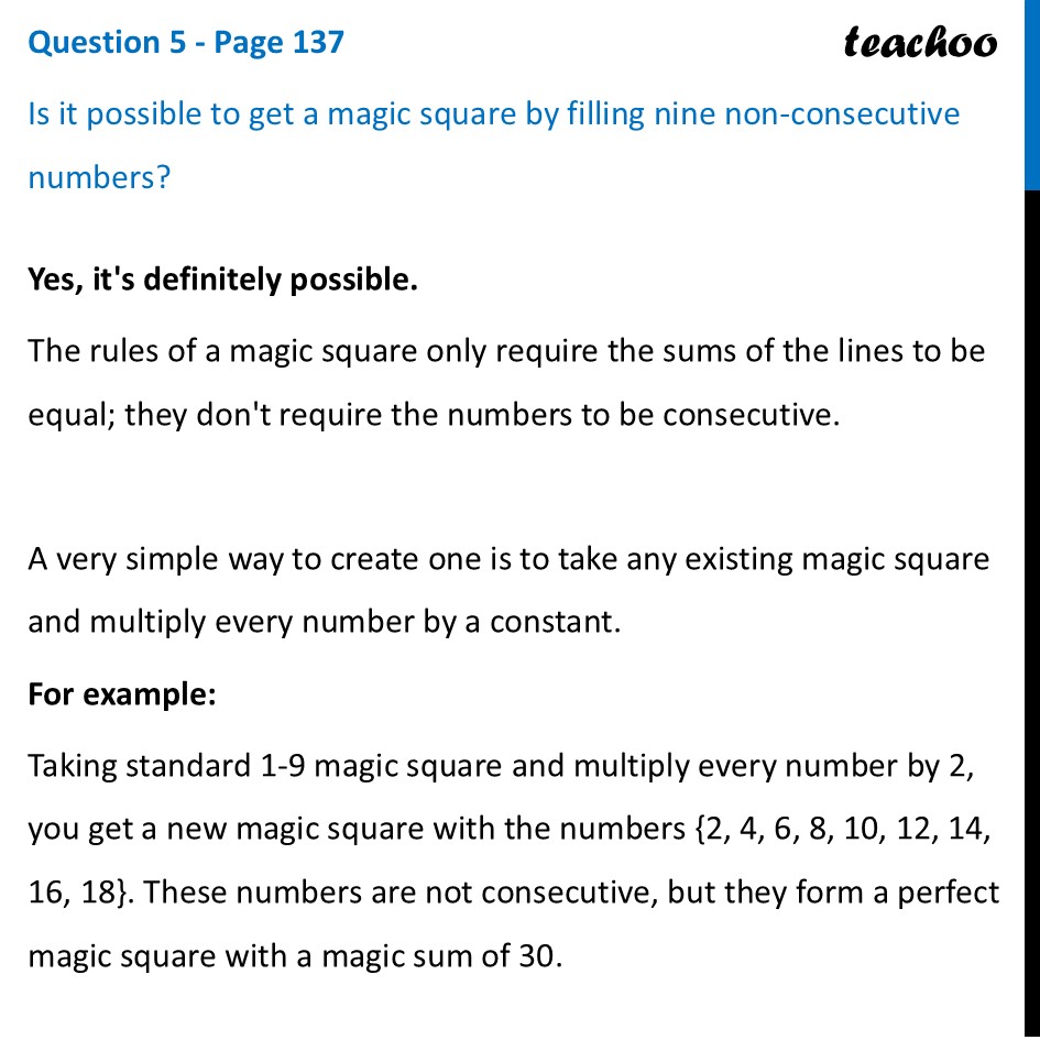 Is it possible to get a magic square by filling nine non-consecutive - Generalising 3 × 3 Magic Square