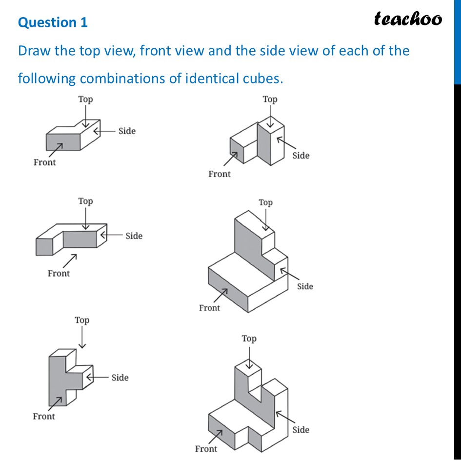 [Class 8] Draw the top view, front view and the side view of each of - Figure it out - Page 95-97