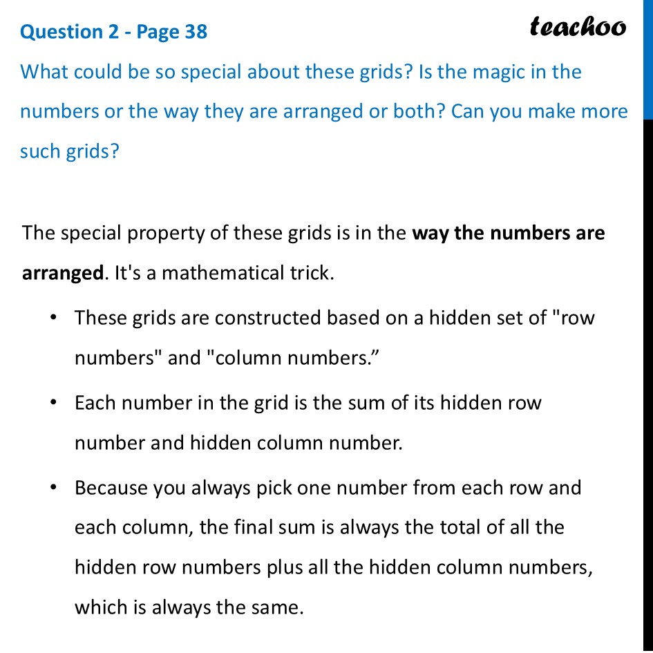 What could be so special about these grids? Is the magic in the number - A Magic Grid of Integers