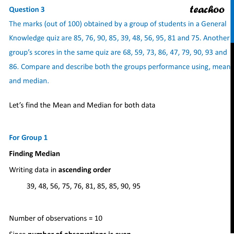 The marks (out of 100) obtained by a group of students in a General - Figure it out - Page 129-134