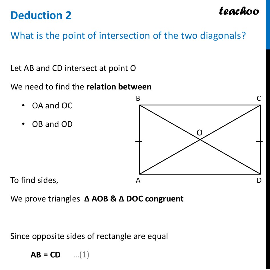 Deduction 2 - What is the point of intersection of the two diagonals? - Rectangle