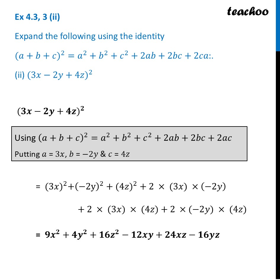 part 2 - Ex 4.3, 3 - Exercise Set 4.3 - Chapter 4 Class 9 - Exploring Algebraic Identities (Ganita Manjari I) - Class 9