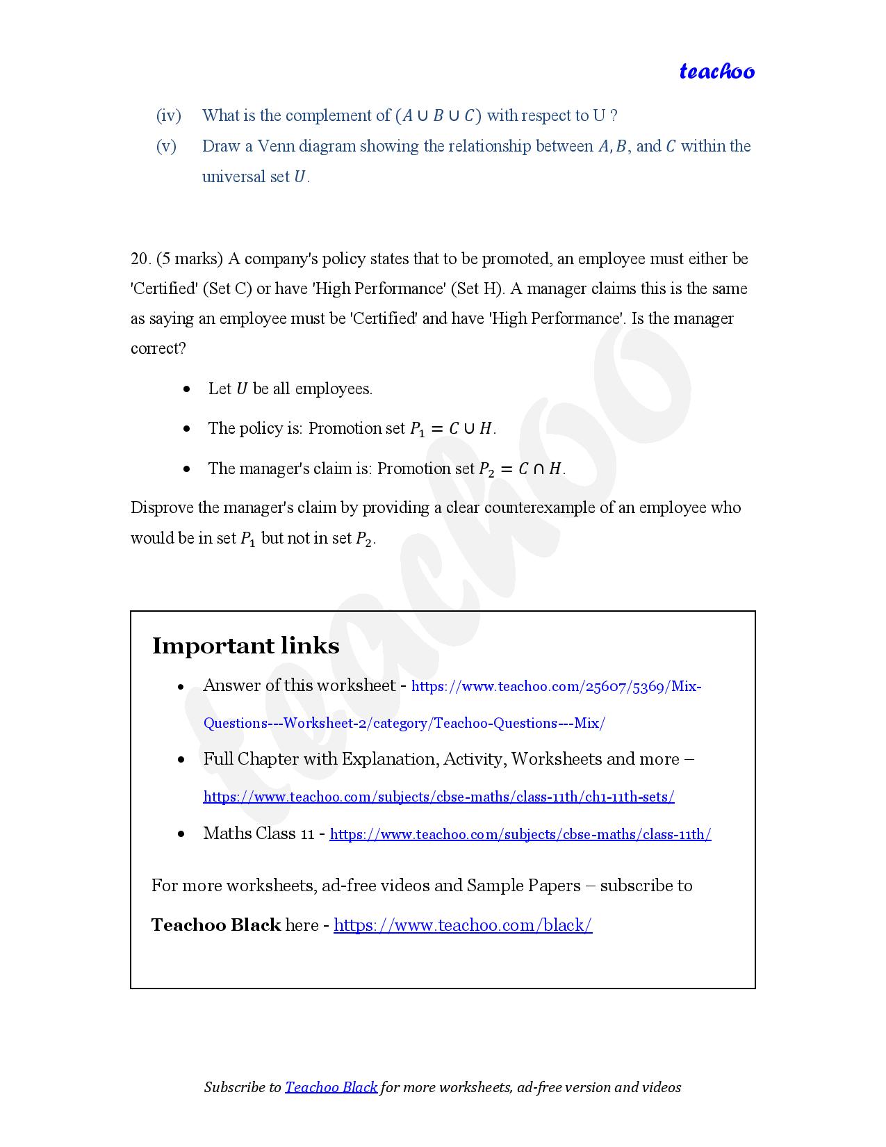 part 4 - Mix Questions - Worksheet 2 - Teachoo Questions - Mix - Serial order wise - Chapter 1 Class 11 Sets