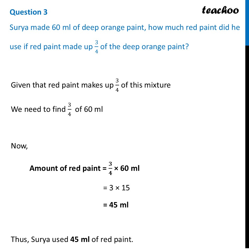 Surya made 60 ml of deep orange paint, how much red paint did he use - Figure it out - Page 12, 13, 14