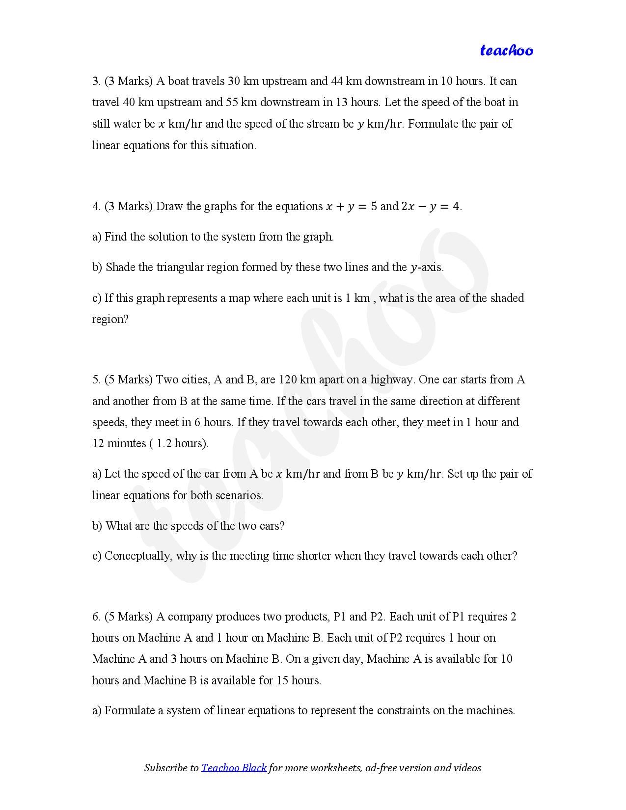 part 2 - Mix Questions - Worksheet 2 - Teachoo Questions - Mix - Serial order wise - Chapter 3 Class 10 Pair of Linear Equations in Two Variables
